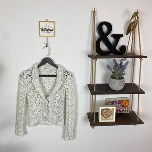 Rodarte for Opening Ceremony White Lace One-Button Blazer